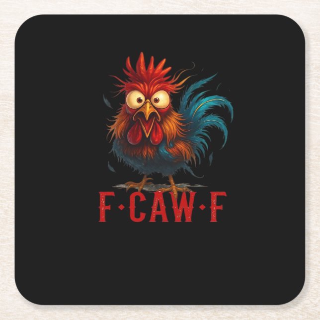 F-Caw-F Chicken Essential Basic Style Square Paper Coaster (Front)