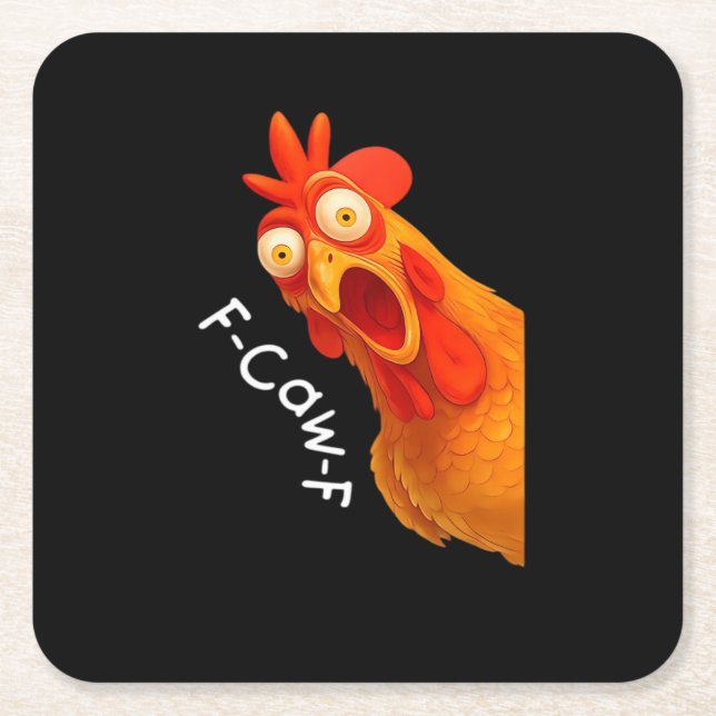 F-Caw-F Chicken Essential Classic Retro Square Paper Coaster (Front)