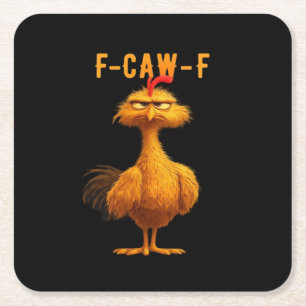 F-Caw-F-Chicken Essential Minimal Clean Square Paper Coaster