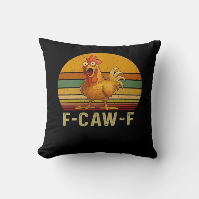 F-Caw-F Chicken Essential Retro Classic Cushion (Front)