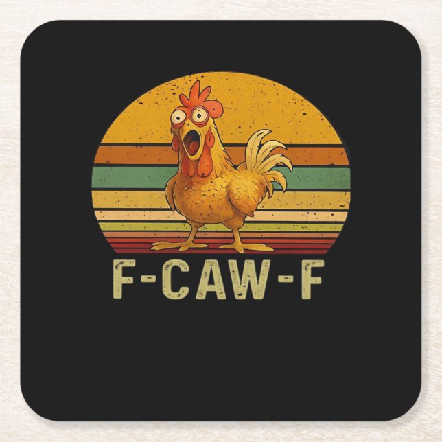 F-Caw-F Chicken Essential Retro Classic Square Paper Coaster (Front)