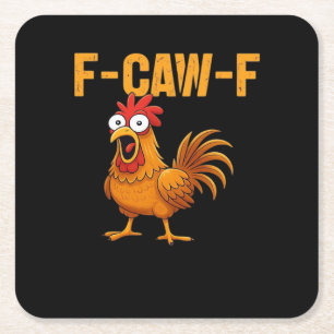 F-Caw-F-Chicken Essential Simple Design Square Paper Coaster