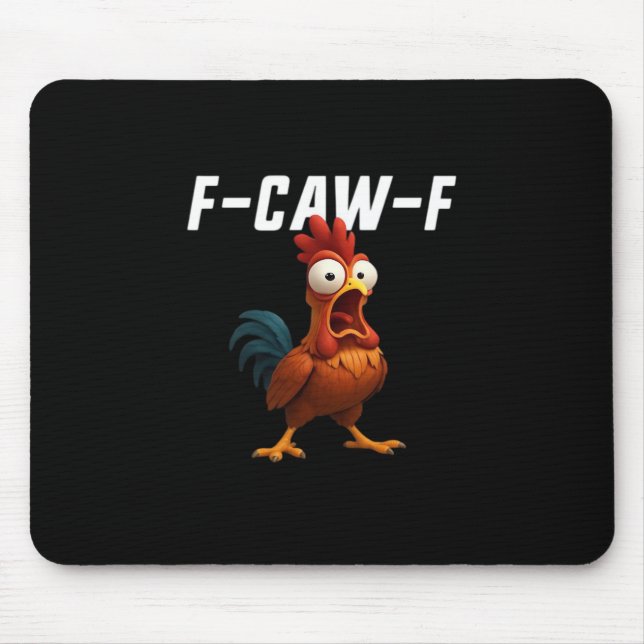 F-Caw-F Chicken Funny Chicken F-Caw-F Gear Retro C Mouse Pad (Front)