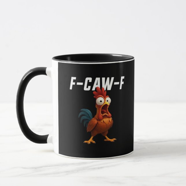 F-Caw-F Chicken Funny Chicken F-Caw-F Gear Retro C Mug (Left)