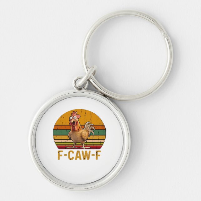 F-Caw-F Chicken Humor Essential Minimal Clean Key Ring (Front)