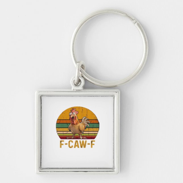 F-Caw-F Chicken Humor Essential Minimal Clean Key Ring (Front)