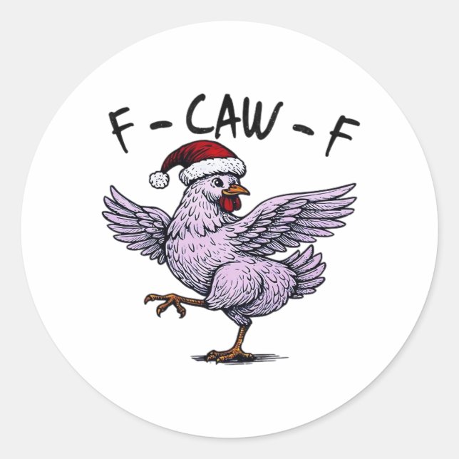 F-Caw-F Chicken Retro Classic Classic Round Sticker (Front)