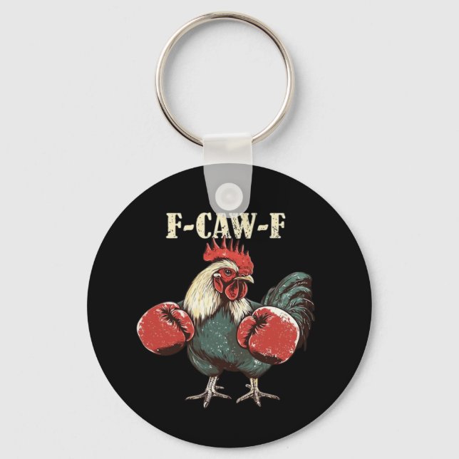 F-Caw-F Chicken Retro Classic Key Ring (Front)