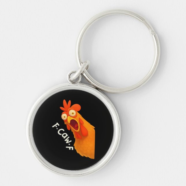 F-Caw-F Chicken Retro Classic Key Ring (Front)