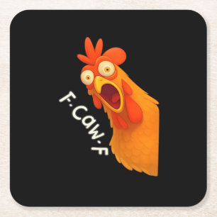 F-Caw-F Chicken Retro Classic Square Paper Coaster