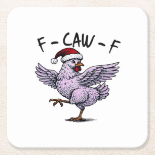 F-Caw-F Chicken Retro Classic Square Paper Coaster