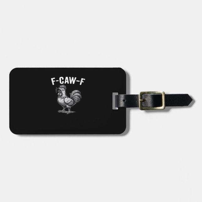 F-Caw-F Chicken Retro Graphic Luggage Tag (Front Horizontal)