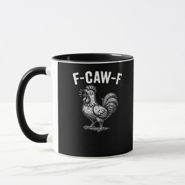 F-Caw-F Chicken Retro Graphic Mug (Left)