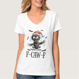 F-Caw-F Christmas Crow Santa Xmas Light Funny Bird T-Shirt