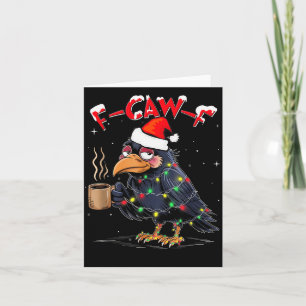 F-caw-f Christmas Crow Xmas Goth Lights Santa Hat Card