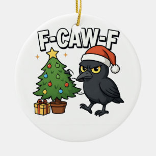 F-caw-f Christmas Raven Crow Xmas Tree Meme  Ceramic Tree Decoration