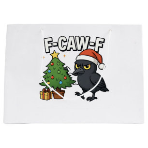 F-caw-f Christmas Raven Crow Xmas Tree Meme Large Gift Bag