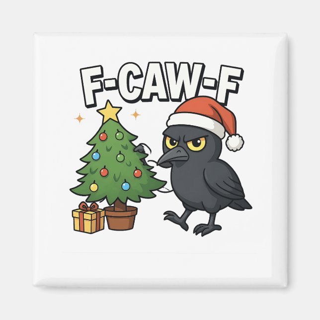 F-caw-f Christmas Raven Crow Xmas Tree Meme  Magnet (Front)