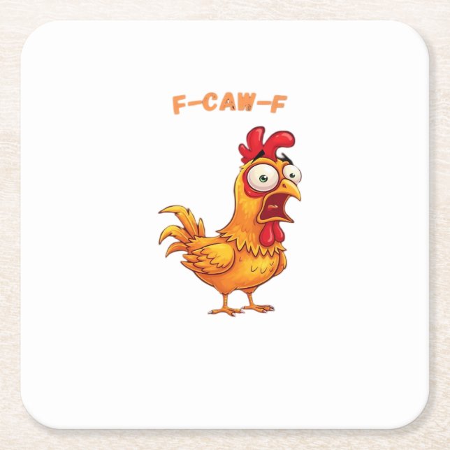 F-Caw-F Classic Funny Quote Square Paper Coaster (Front)
