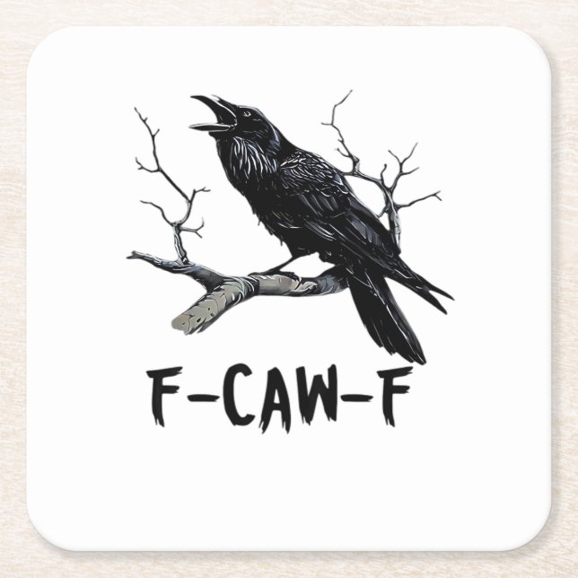 F-Caw-F Classic Minimal Clean Square Paper Coaster (Front)