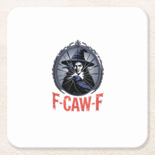 F-Caw-F Classic Retro Graphic Square Paper Coaster