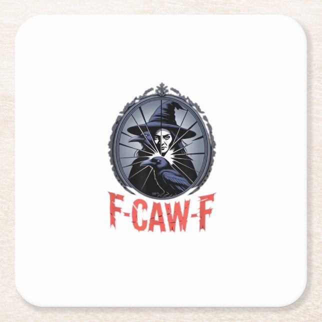 F-Caw-F Classic Retro Graphic Square Paper Coaster (Front)