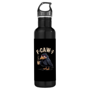 F Caw F Coffee Crow Gothic Raven Funny Halloween 710 Ml Water Bottle