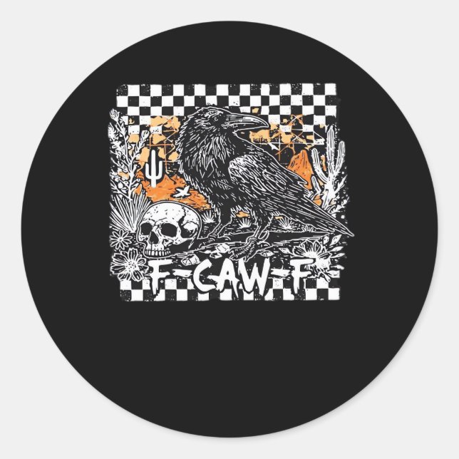F-Caw-F Cool Retro Classic Round Sticker (Front)