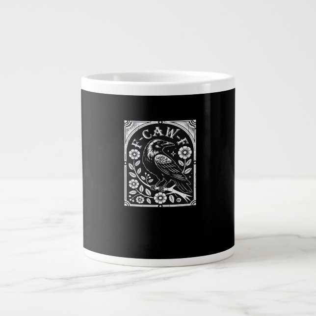 F-Caw-F Crow Aesthetic Casual Large Coffee Mug (Front)