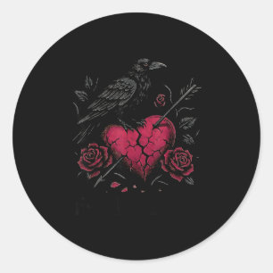 F Caw F Crow Anti Valentine's Day Dark Gothic Brok Classic Round Sticker