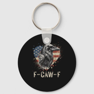 F-Caw-F Crow Bird Heart USA Flag Vintage Key Ring