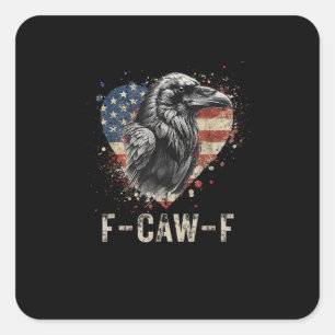F-Caw-F Crow Bird Heart USA Flag Vintage Square Sticker