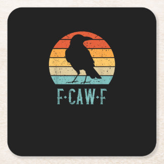 F-Caw-F Crow Bird Retro Sunset Vintage F-Caw-F Square Paper Coaster