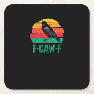 F-Caw-F Crow Bird Retro Sunset Vintage F-Caw-F Tri Square Paper Coaster