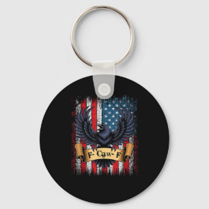 F-Caw-F Crow Bird Retro USA Flag Vintage F-Caw-F Key Ring