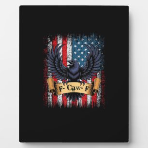 F-Caw-F Crow Bird Retro USA Flag Vintage F-Caw-F Plaque