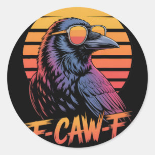 F-caw-f Crow Black Bird Vintage Gothic Adult Humou Classic Round Sticker
