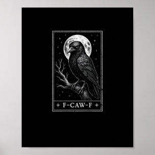 F-Caw-F Crow Card Funny Halloween Vintage Back Poster