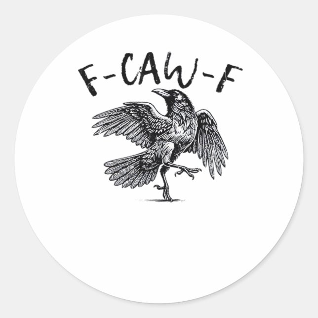 F-Caw-F Crow Essential Retro Classic Round Sticker (Front)
