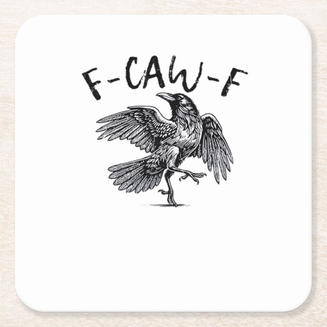 F-Caw-F Crow Essential Retro Classic Square Paper Coaster (Front)