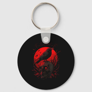 F-Caw-F Crow Funny Bird Red Moon Gothic Key Ring