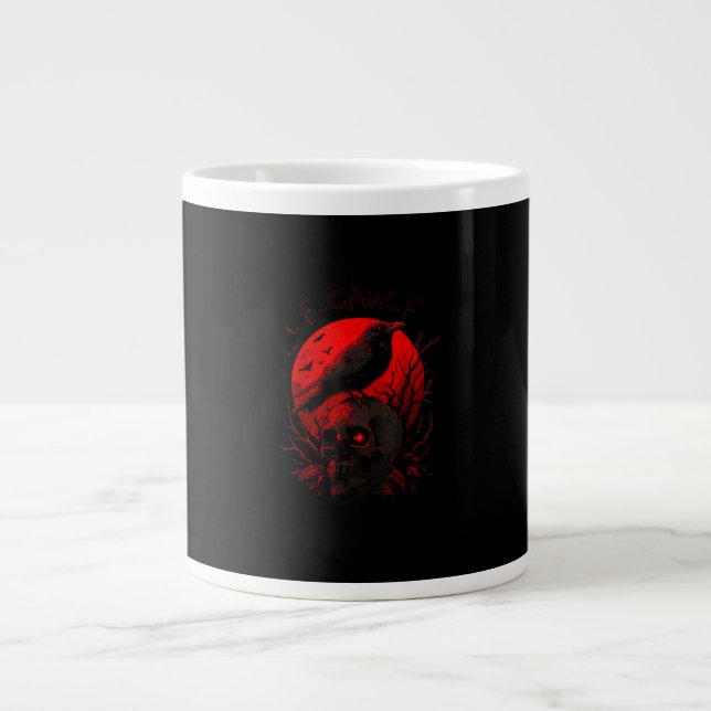 F-Caw-F Crow Funny Bird Red Moon Gothic Large Coffee Mug (Front)