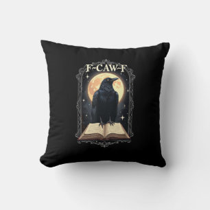 F-Caw-F Crow Funny Halloween Raven Moon Cushion