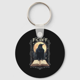 F-Caw-F Crow Funny Halloween Raven Moon Key Ring
