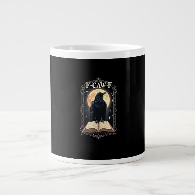 F-Caw-F Crow Funny Halloween Raven Moon Large Coffee Mug (Front)