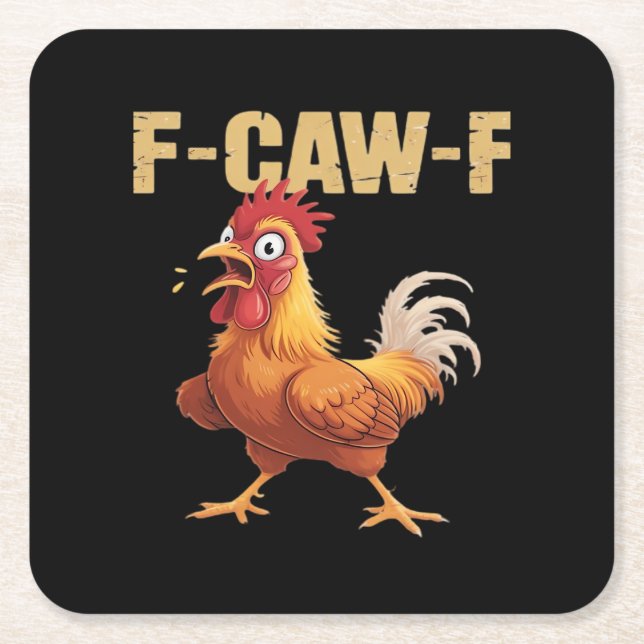 F-Caw-F Crow Gothic Funny Humor Square Paper Coaster (Front)