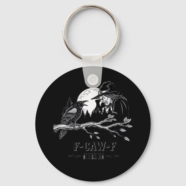 F-Caw-F Crow Halloween Witch F-Caw-F Key Ring (Front)