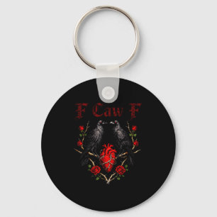 F Caw F Crow Heart Funny Anti Valentine Day Single Key Ring