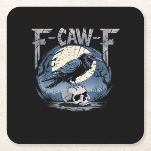 F-Caw-F Crow Moonlit Raven Classic Square Paper Coaster