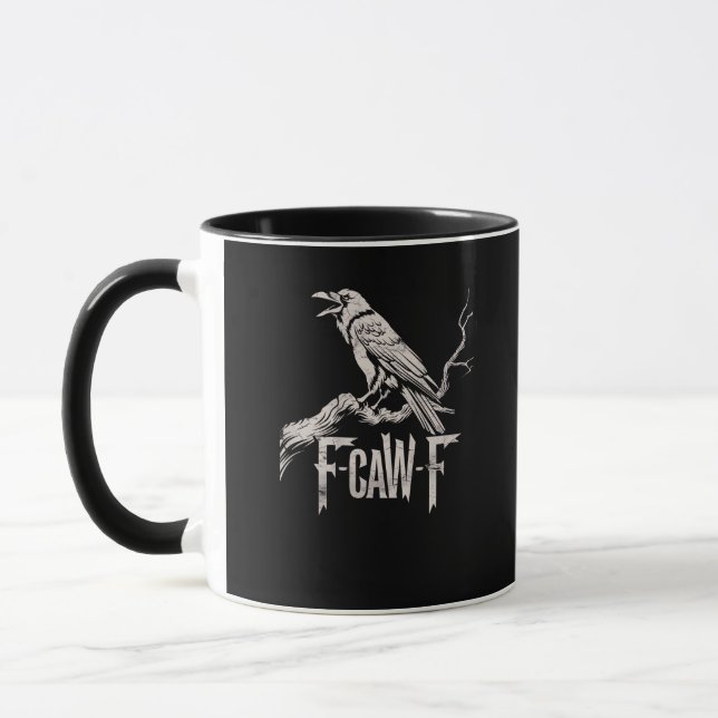 F-Caw-F Crow Pun Funny Bird Cawing Grunge Back Mug (Left)